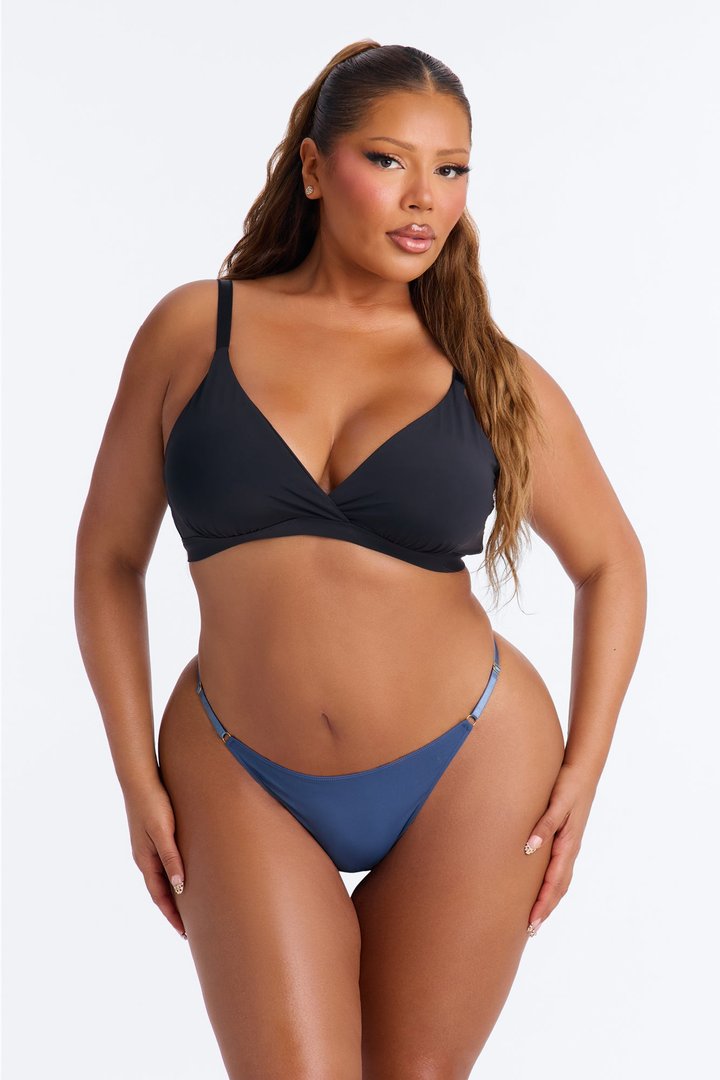Nova Microfiber String Thong Panty - Slate Blue