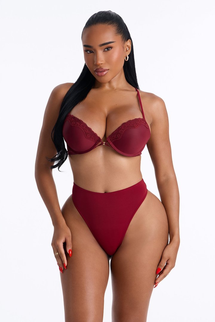 Nova Microfiber High Waist Thong Panty - DarkRed