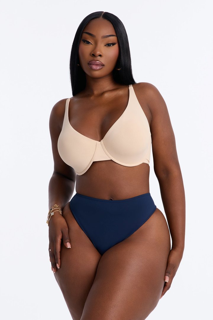 Nova Microfiber High Waist Thong Panty - Navy