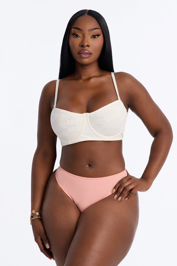 Nova Microfiber Dipped Thong Panty - Rose
