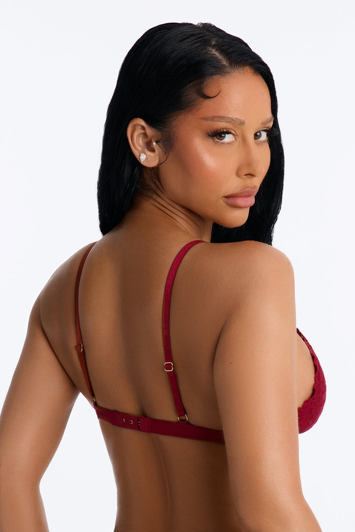 Nova Lace Triangle Bralette - DarkRed