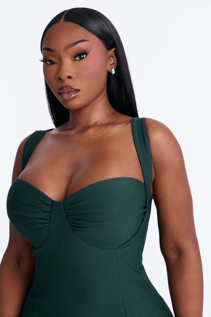 Lily Rosaline Midi Dress - Hunter Green