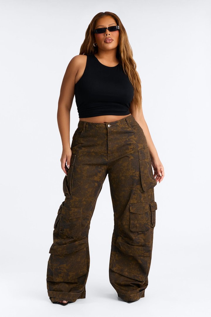 Reservoir Animal Print Utility Pant - Brown/combo
