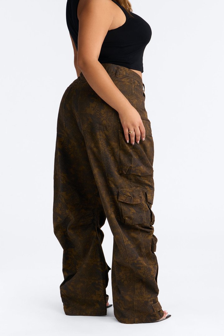 Reservoir Animal Print Utility Pant - Brown/combo