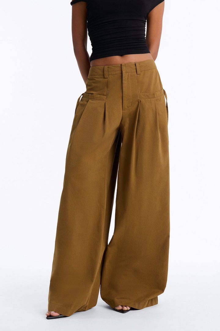 Tessa Twill Wide Leg Pant 32″ - Olive