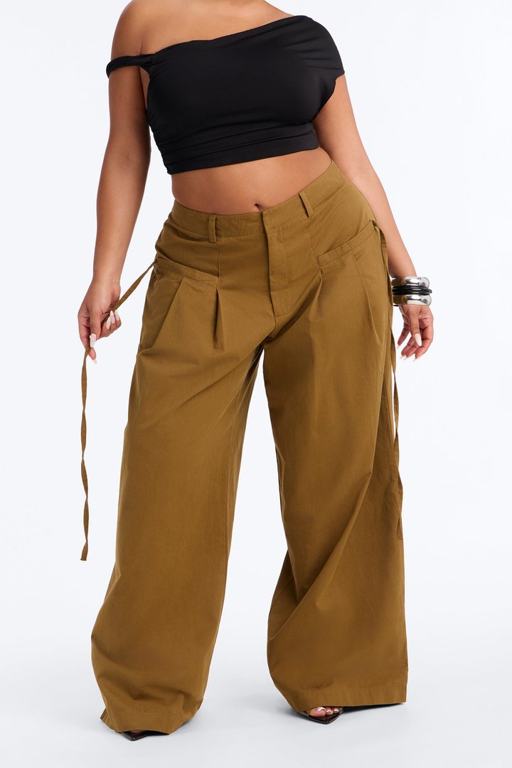 Tessa Twill Wide Leg Pant 32″ - Olive