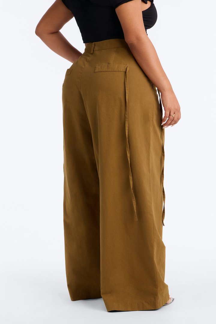 Tessa Twill Wide Leg Pant 32″ - Olive