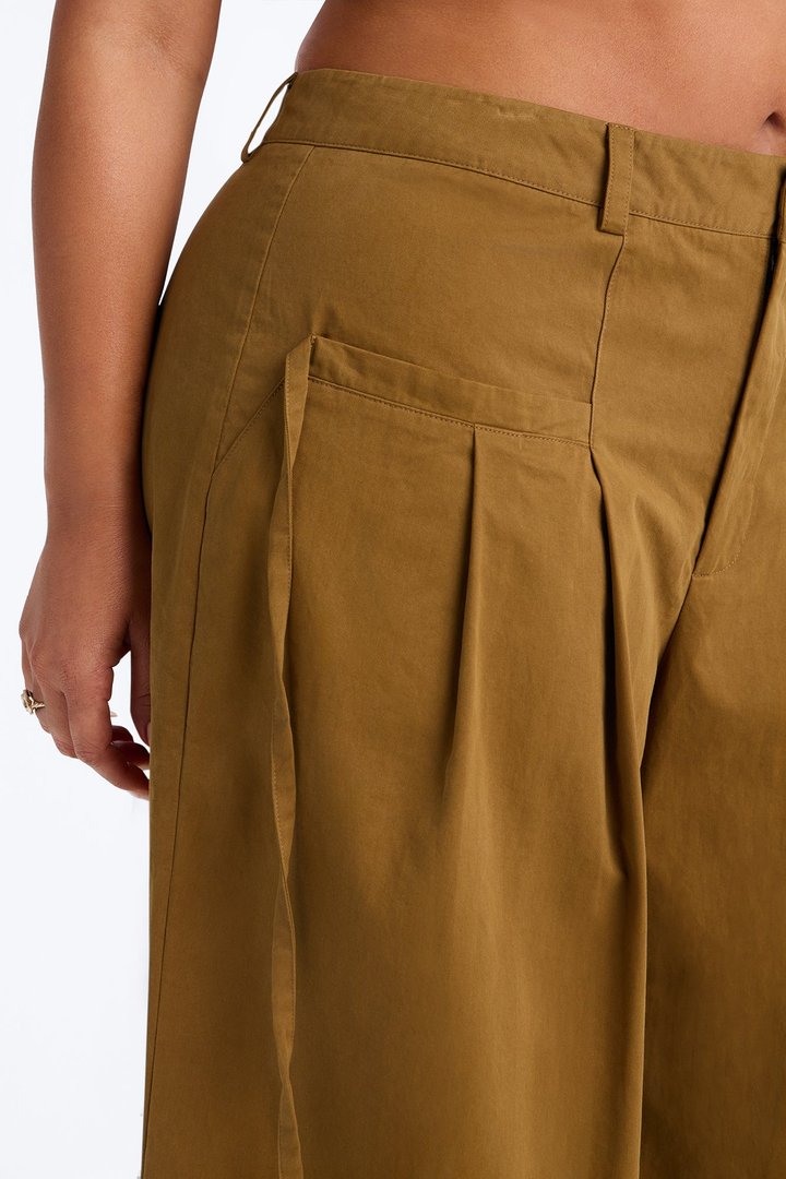 Tessa Twill Wide Leg Pant 32″ - Olive