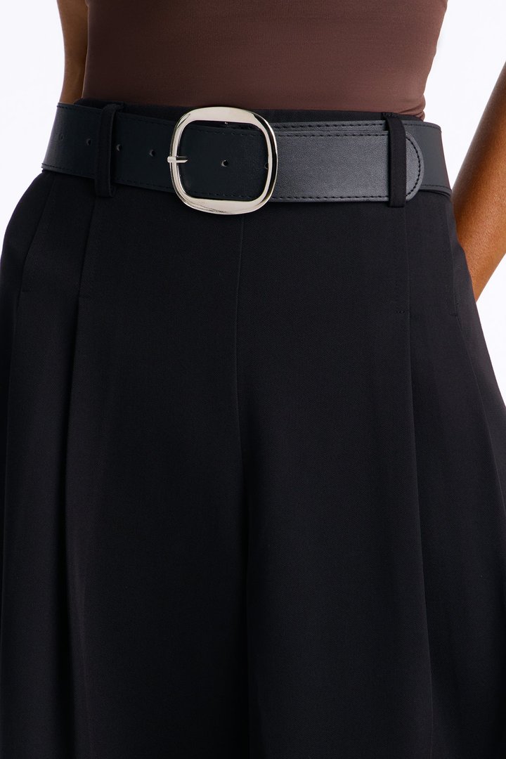 Misty High Rise Belted Culotte Trouser Pant - Black
