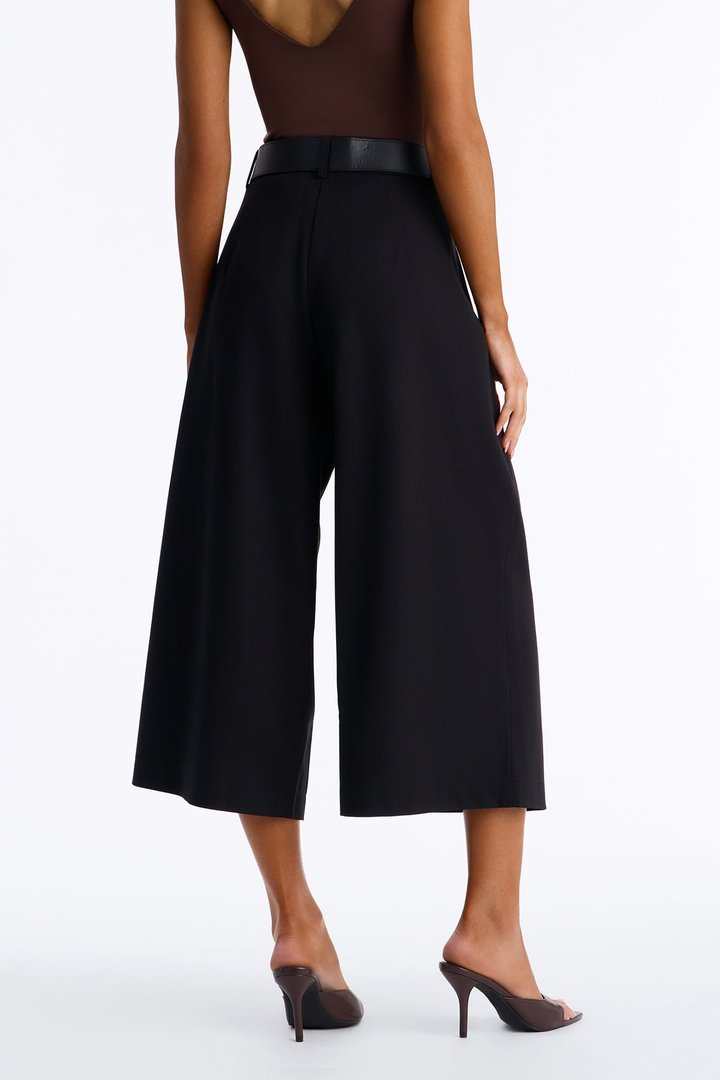 Misty High Rise Belted Culotte Trouser Pant - Black