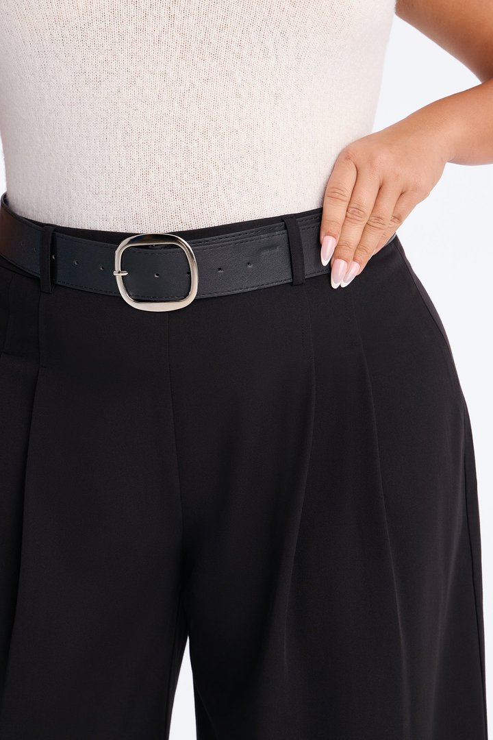 Misty High Rise Belted Culotte Trouser Pant - Black