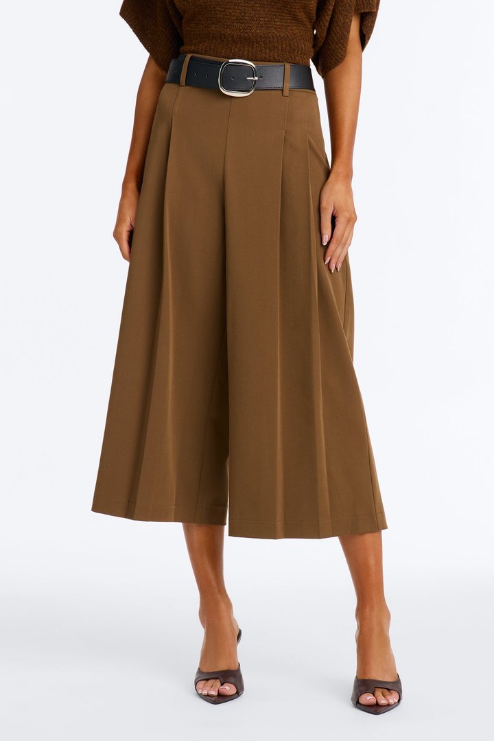 Misty High Rise Belted Culotte Trouser Pant - Caffe