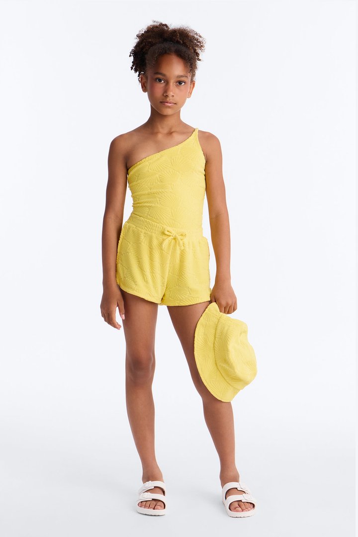 Mini Danielle Terry Cloth 3 Piece Short Set - Yellow