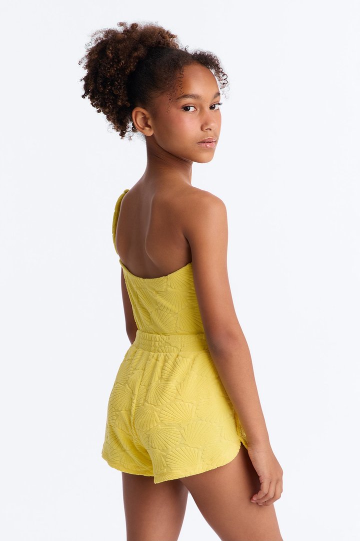 Mini Danielle Terry Cloth 3 Piece Short Set - Yellow