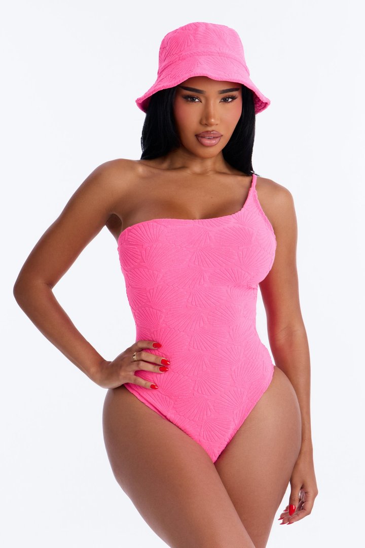 Danielle Terry Cloth 3 Piece Swim Short Set - Hot Pink