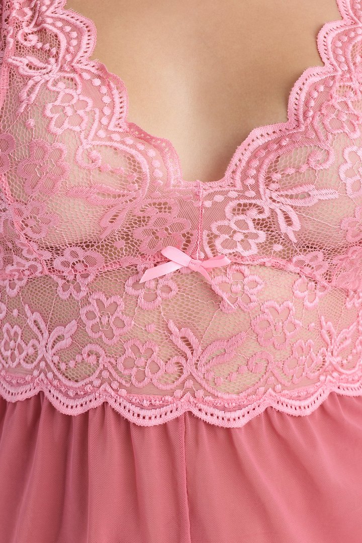 Johanna Lace Trim V-Neck Flowy Romper - Pink