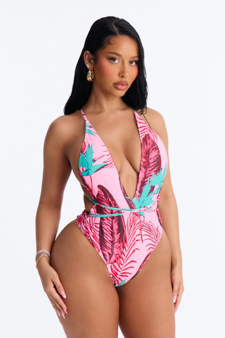 Nora 1 Piece Swimsuit Set - Hot Pink/combo