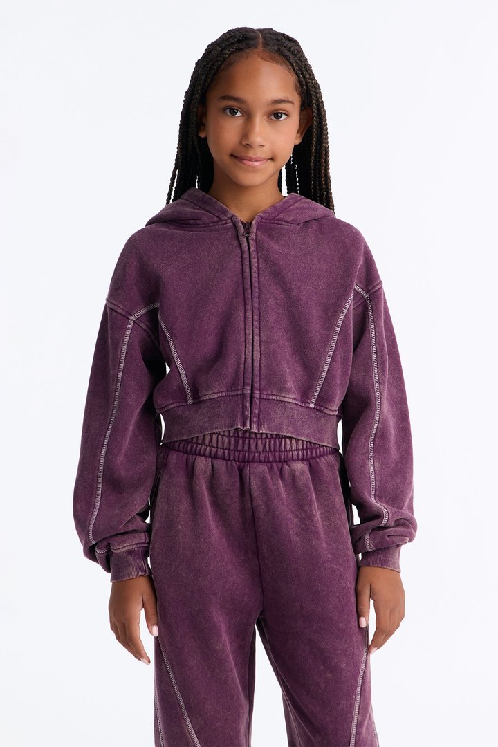 Mini Norah Washed Pant Set - Plum
