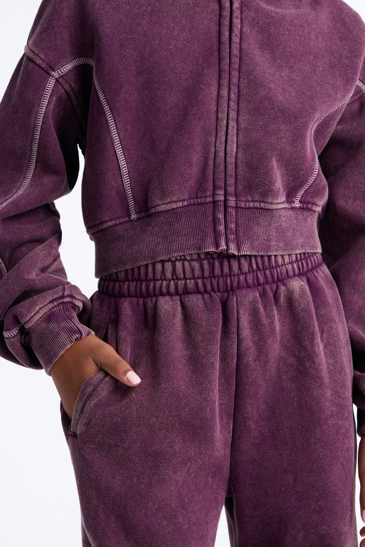 Mini Norah Washed Pant Set - Plum