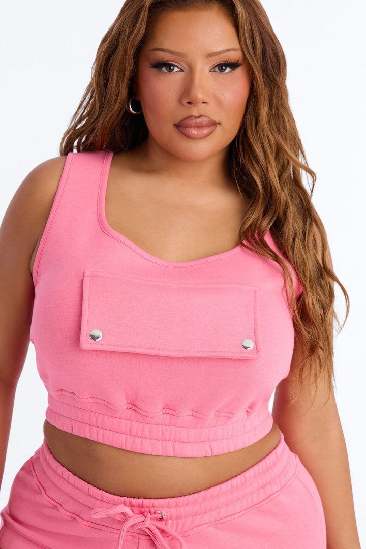 Put It In Your Pocket Fleece Top - Pink