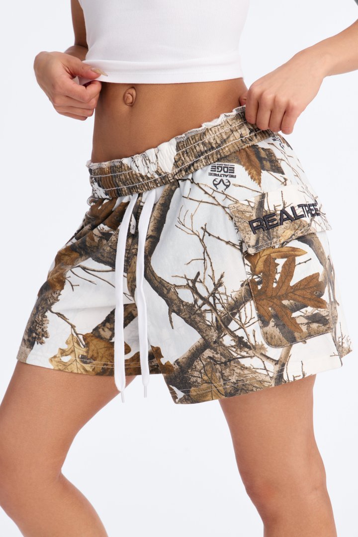 Realtree Fleece Cargo Short - White/combo