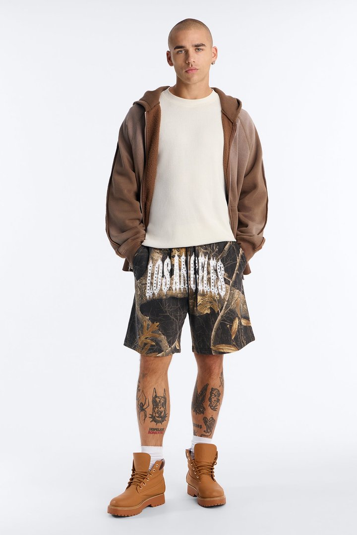 Real Tree Shadow Los Angeles Rhinestone Sweatshort - Camouflage