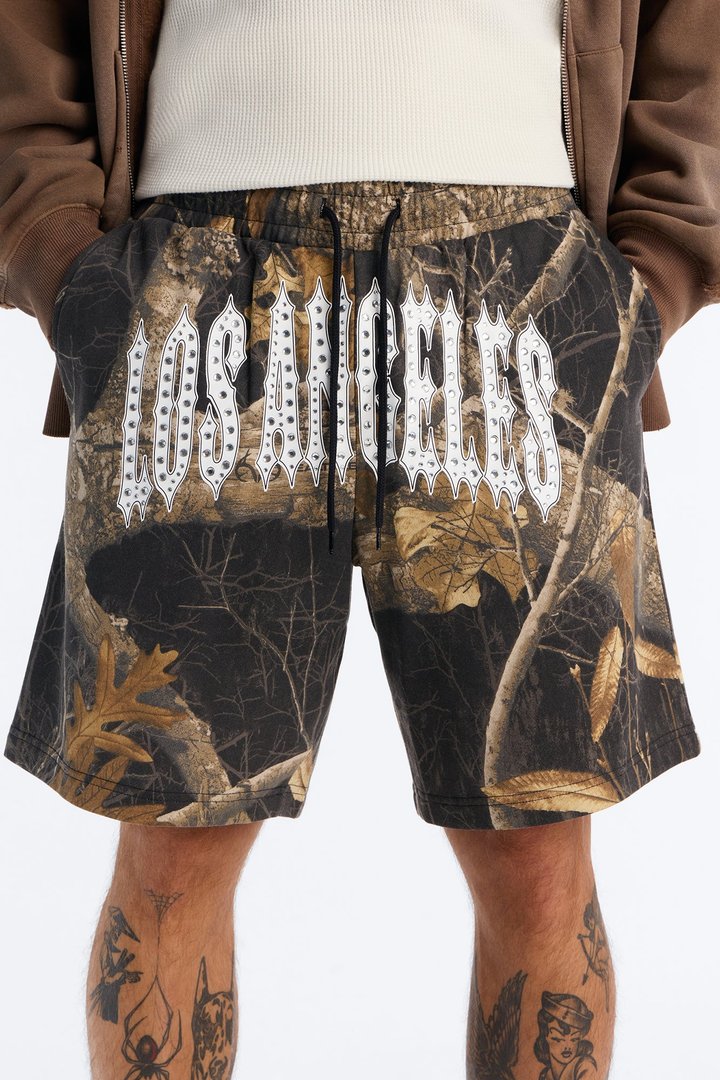 Real Tree Shadow Los Angeles Rhinestone Sweatshort - Camouflage