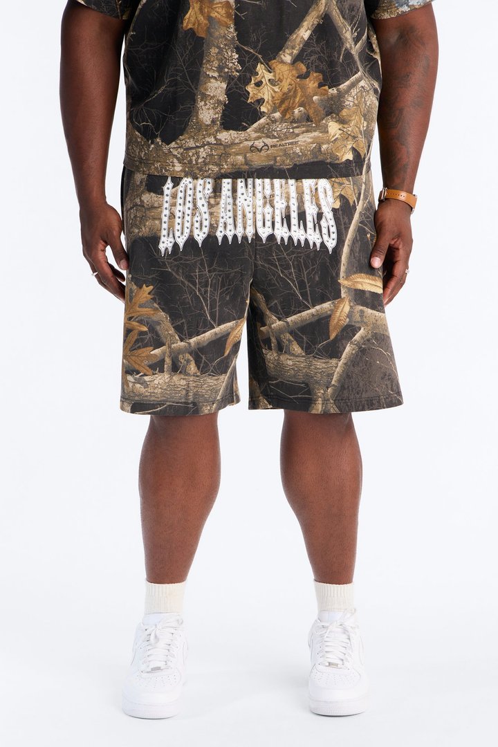 Real Tree Shadow Los Angeles Rhinestone Sweatshort - Camouflage