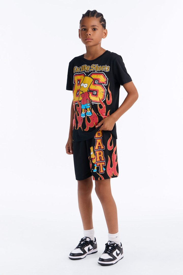 Mini Bart Simpson Eat My Shorts Short Set - Black