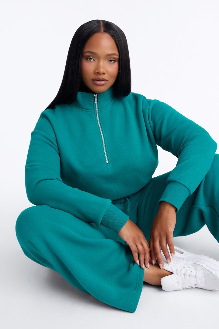 Chill In Style Quarter Zip Pant Set - Teal