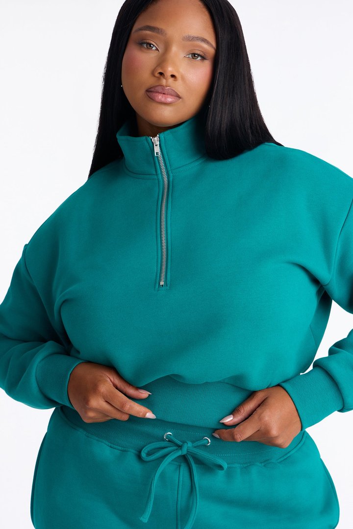 Chill In Style Quarter Zip Pant Set - Teal