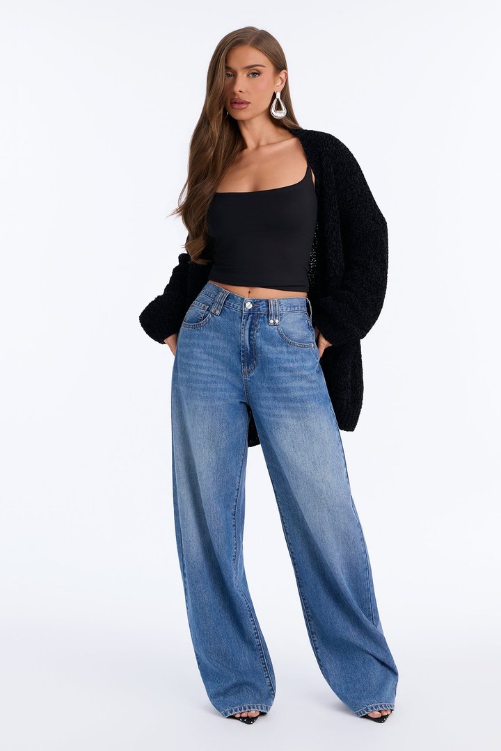 Kelly Oversized Long Sleeve Cardigan - Black