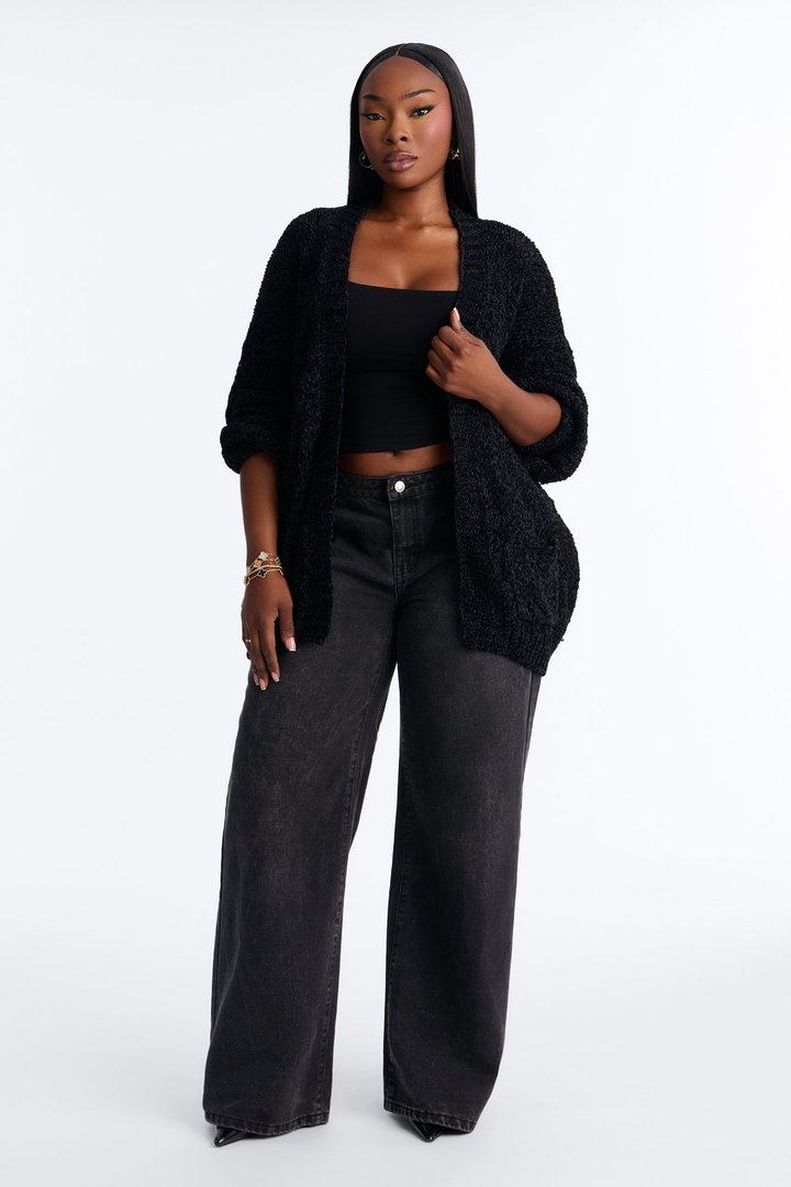 Kelly Oversized Long Sleeve Cardigan - Black