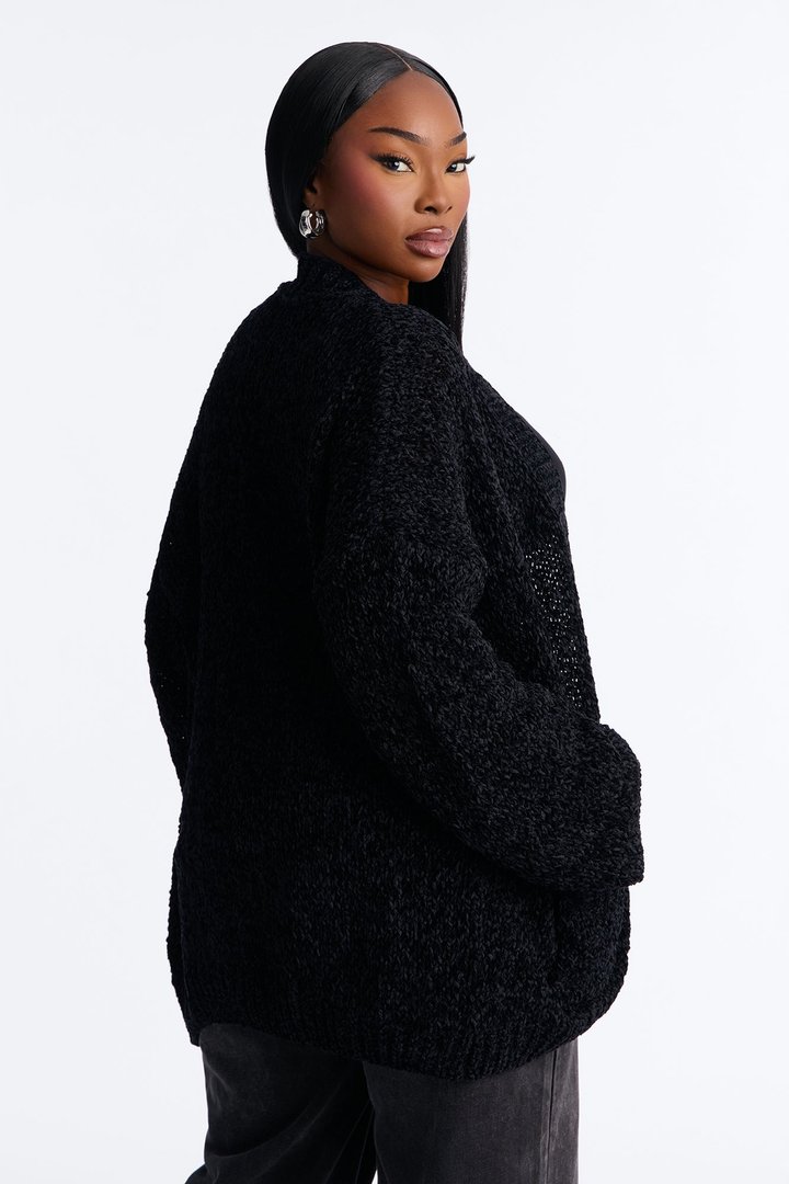 Kelly Oversized Long Sleeve Cardigan - Black