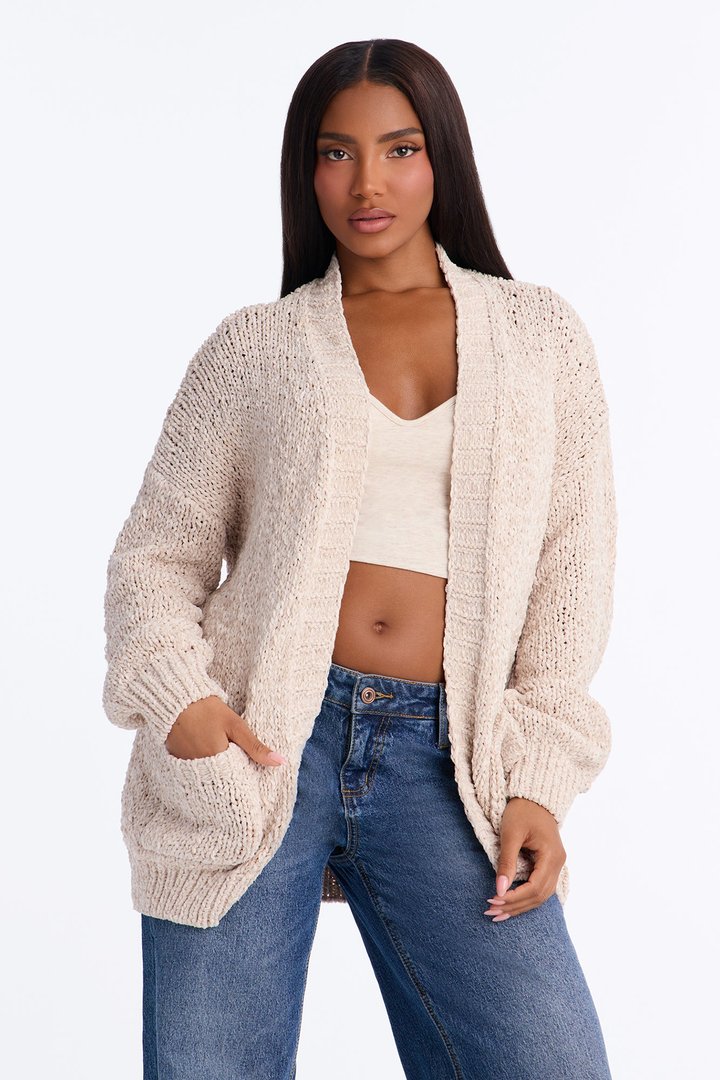 Kelly Oversized Long Sleeve Cardigan - Cream