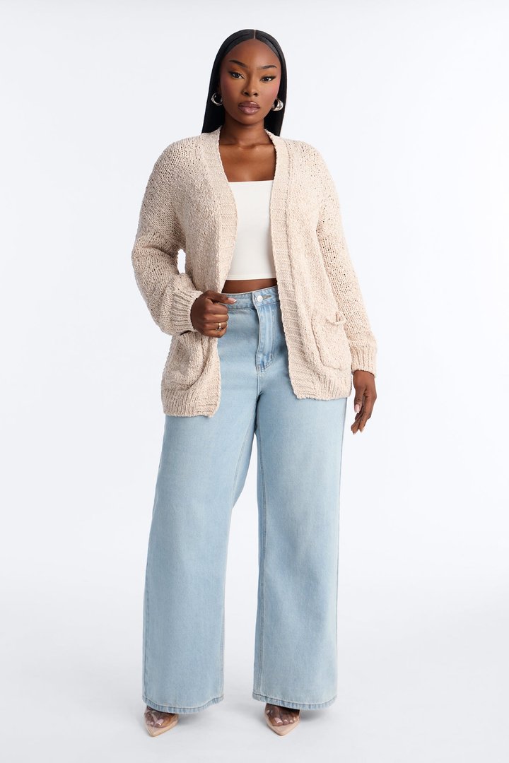 Kelly Oversized Long Sleeve Cardigan - Cream