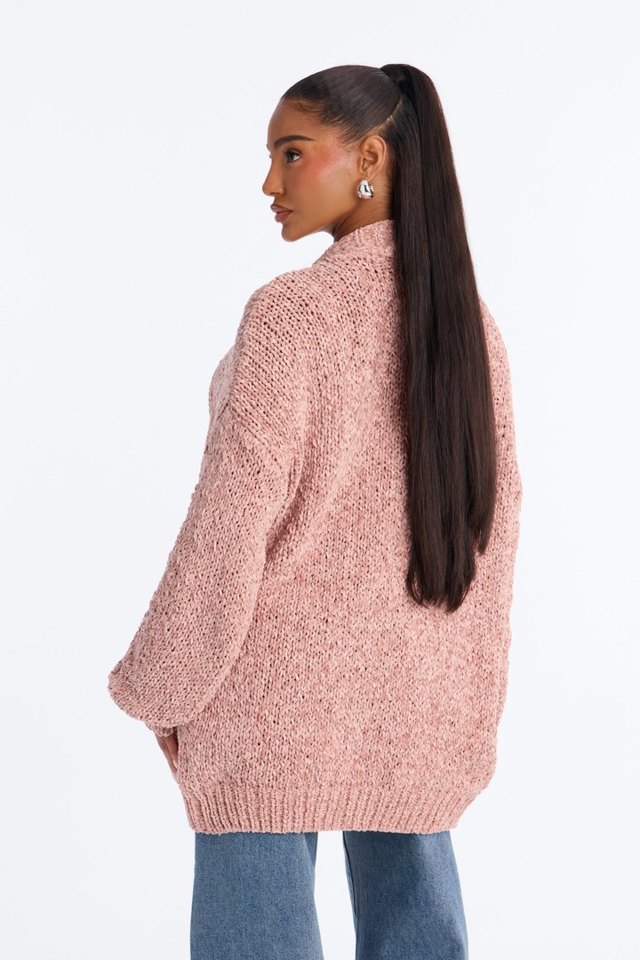 Kelly Oversized Long Sleeve Cardigan - Light Pink