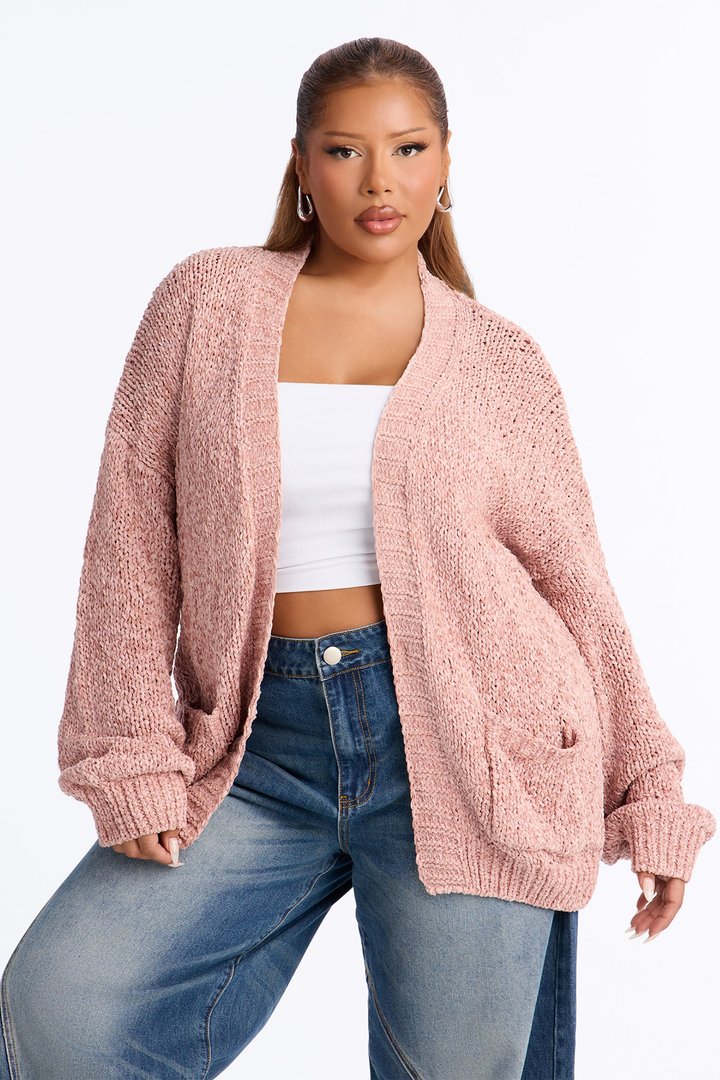 Kelly Oversized Long Sleeve Cardigan - Light Pink