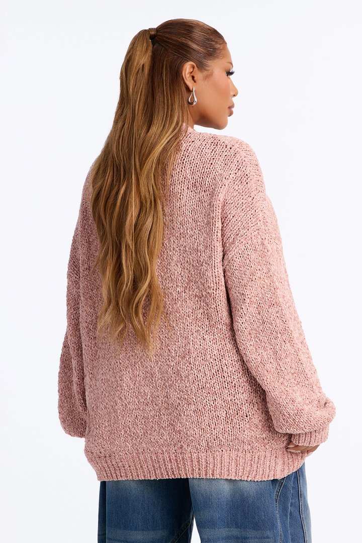 Kelly Oversized Long Sleeve Cardigan - Light Pink