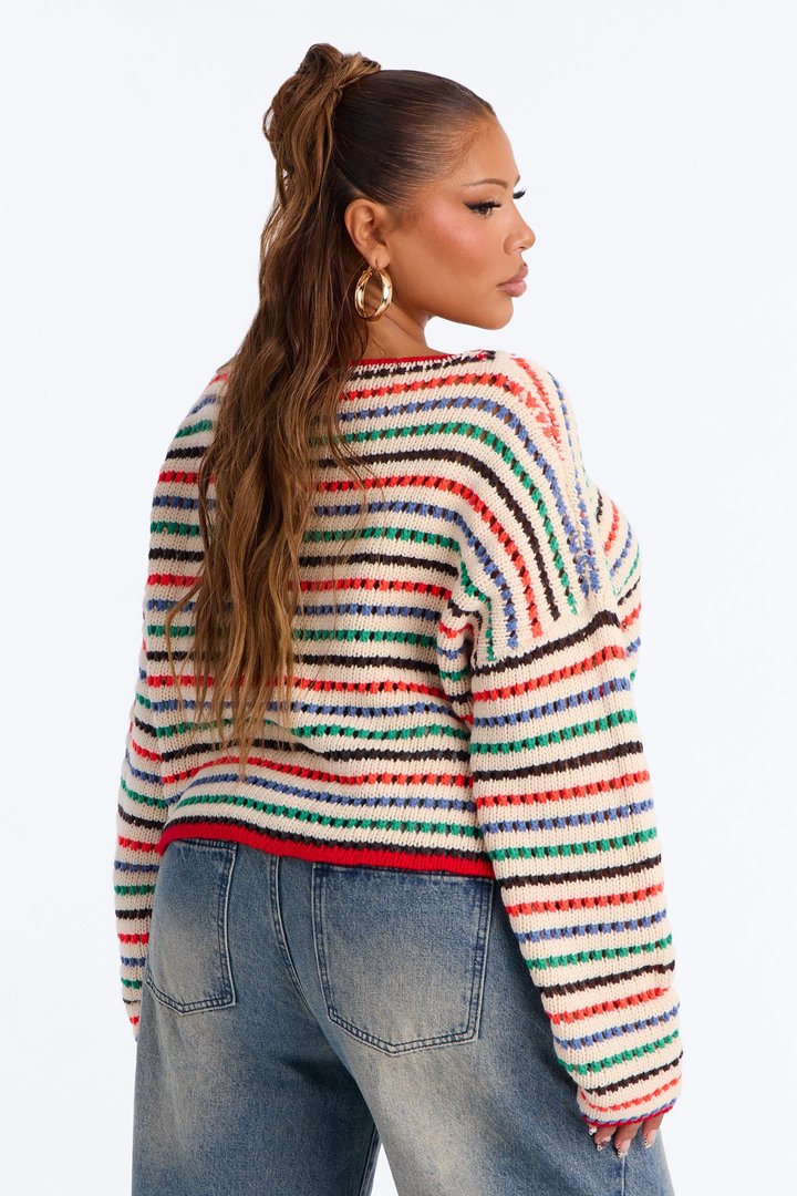 Quinn Striped Long Sleeve Sweater - MultiColor
