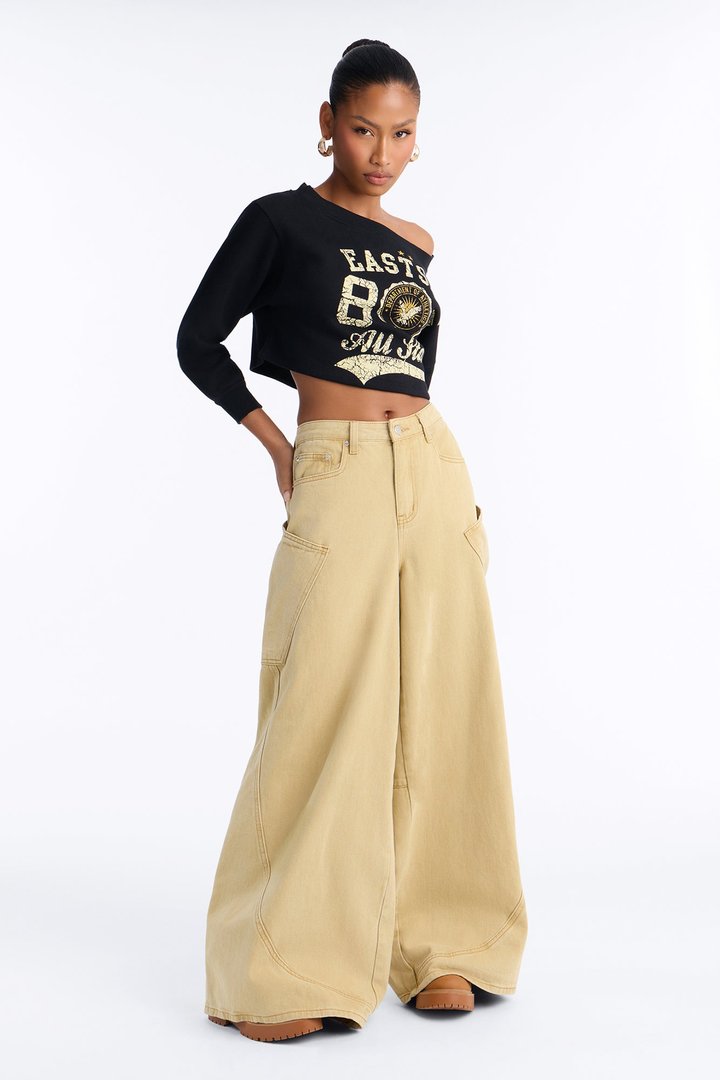 Eastside Fleece Off Shoulder Sweatshirt - Black