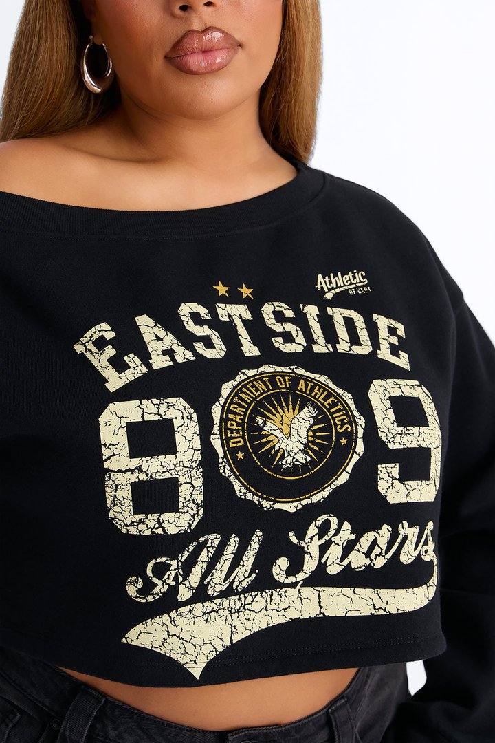 Eastside Fleece Off Shoulder Sweatshirt - Black