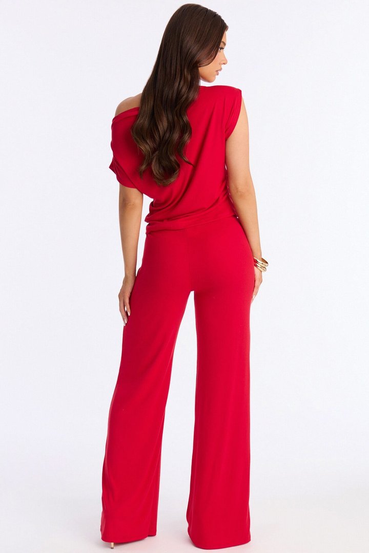 Alicia Off Shoulder Wide Leg Pant Set - Red