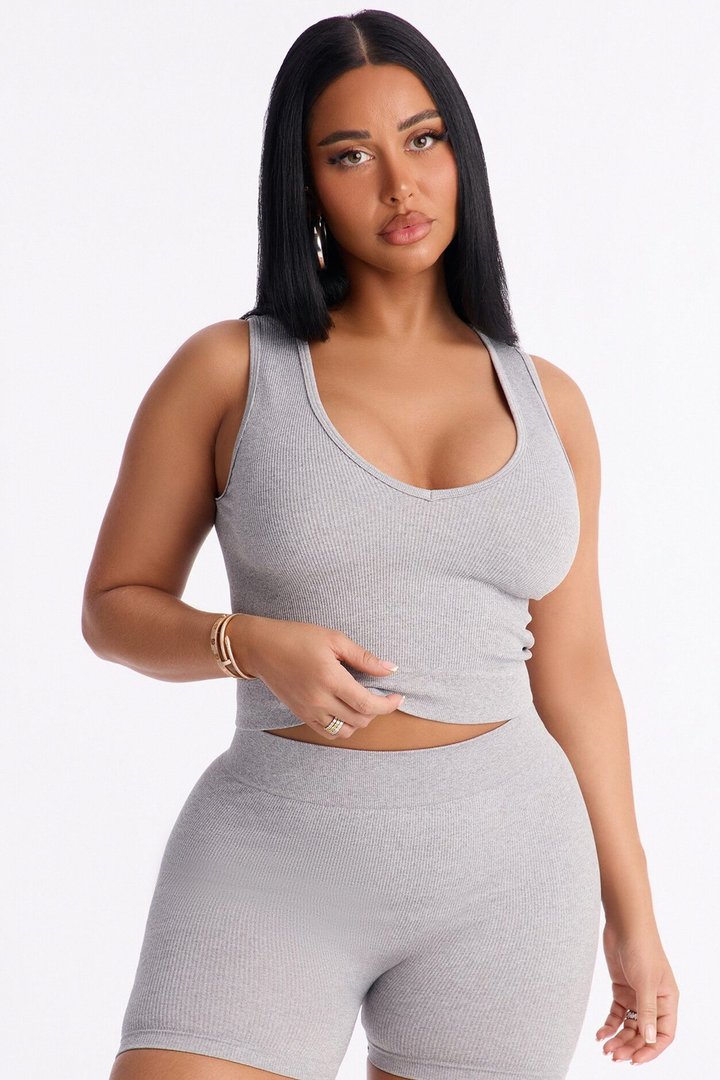 Allison Seamless Biker Short Set - Grey