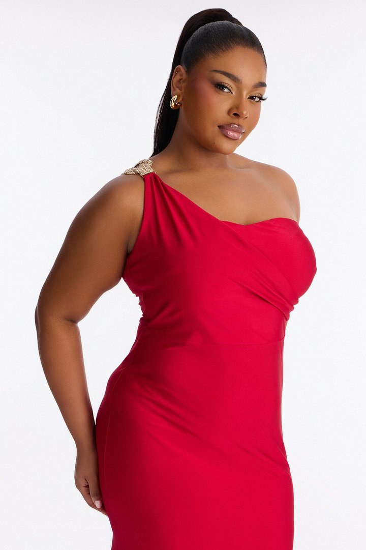 Alexis One Shoulder Gown - Red