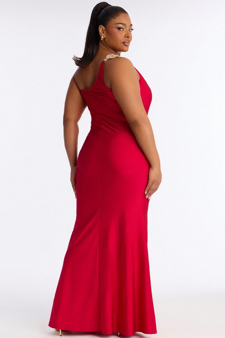 Alexis One Shoulder Gown - Red