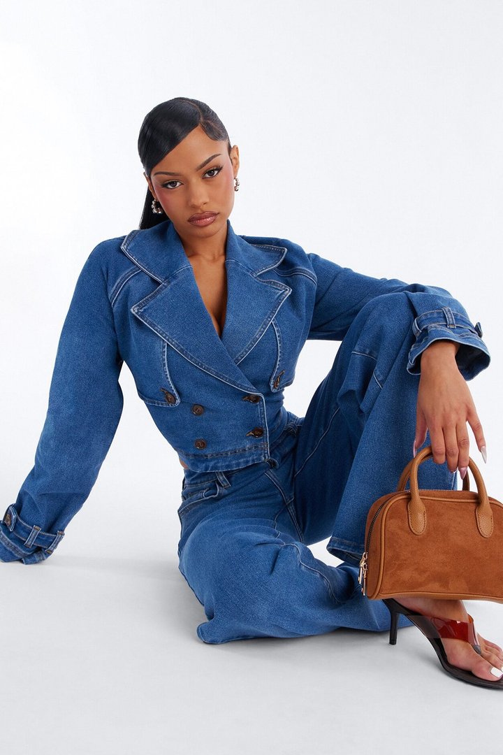 Diva Days Denim Pant Set - Medium Wash