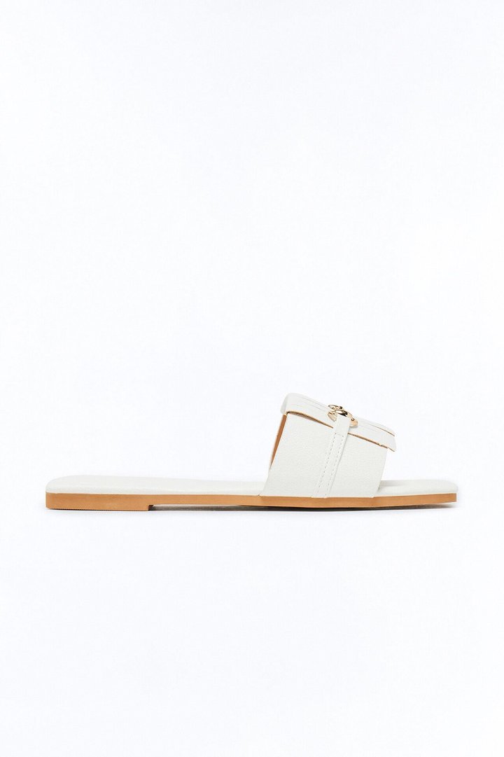 Jay Hardware Slip On Sandals - White