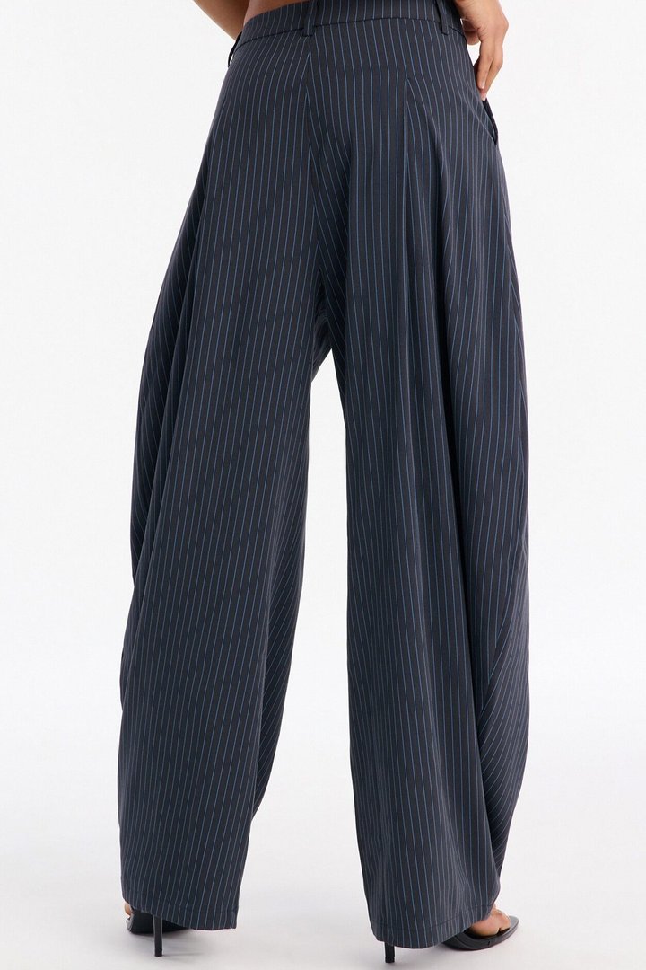 Run This Office Pinstripe Barrel Leg Pant 33″ - Navy