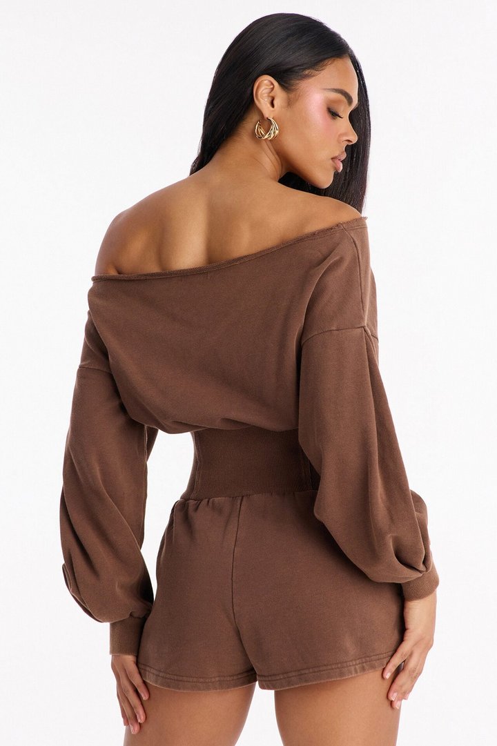 Come Find Me Terry Romper - Chocolate